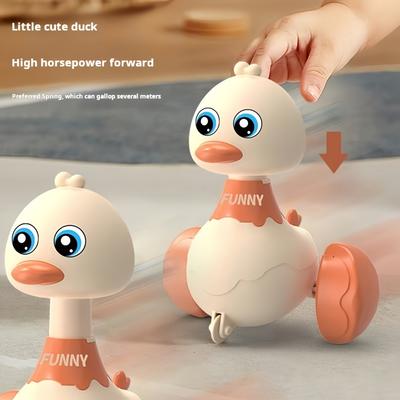 1pc Press and Go Little Duck Car Toy, No Battery Needed, Manual Operation, Animal Theme, Plastic, Multicolor Ideal Christmas or Birthday Gift