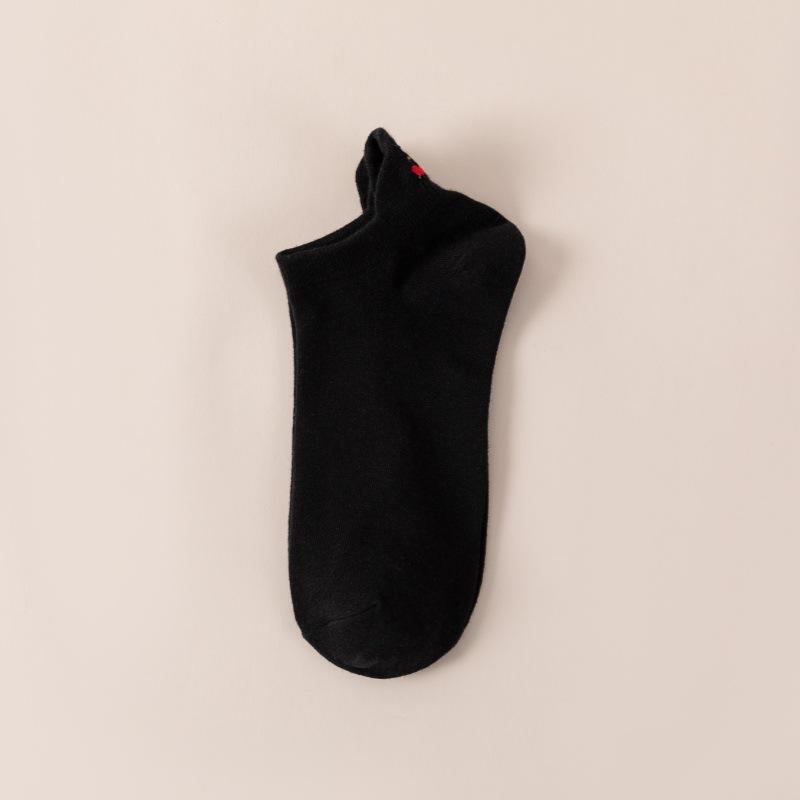 Socks women s short socks summer thin solid color cotton socks ear-lifting women s boat socks pure cotton sports deodorant short women s socks Gc244 tyre eye socks чёрный