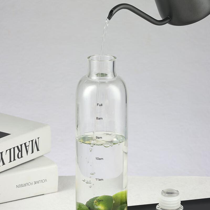 Baijie Borosilicate Glass Time Marker Water Bottle