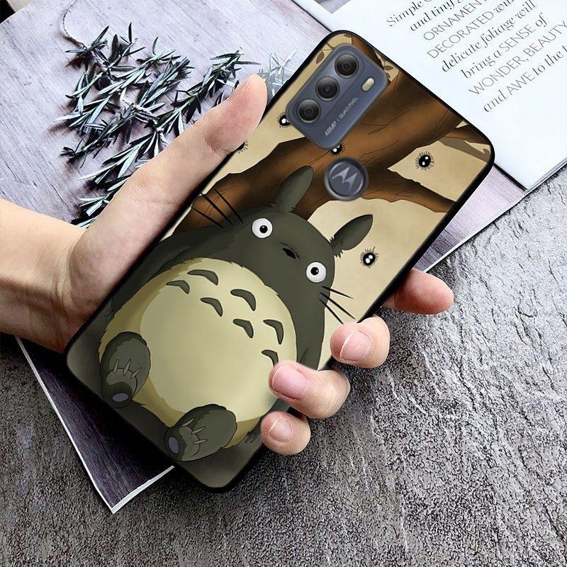 Cartoon Happy Totoro Cat Case for Motorola Moto EDGE 20pro 20lite E6 E7 Cover G STYLUS GPLAY GPOWER G 5G PLUS G30 G100 Coque
