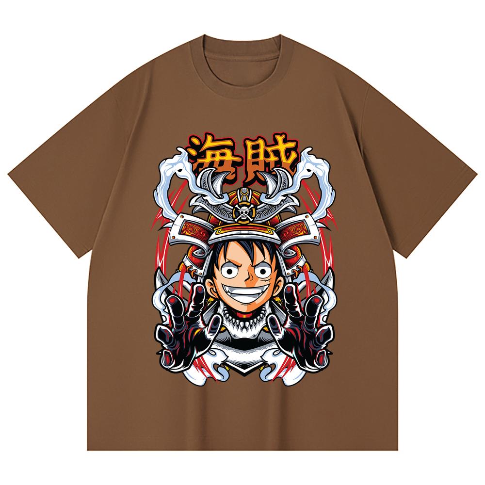 230 Gsm 100% Cotton One Piece V70 Luffy Samurai Print Unisex Heavy Cotton T Shirt