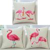 Adorable New Ins Flamingo Cartoon Soft Linen Throw Pillow For Cozy Sofa Decor