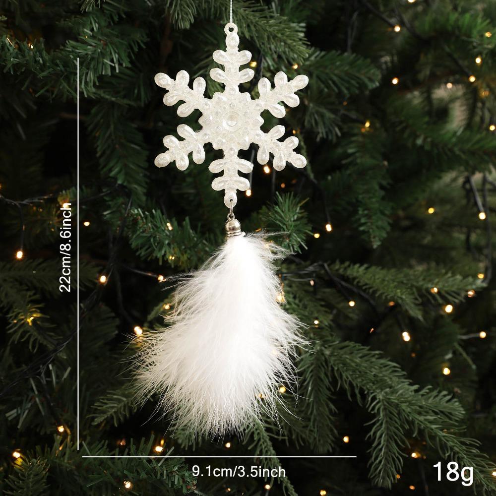Delicate Plastic Christmas Tree Feather Pendant Snowflake Angel Christmas Hanging Decoration Elk Feather Hanging Ornament Xmas