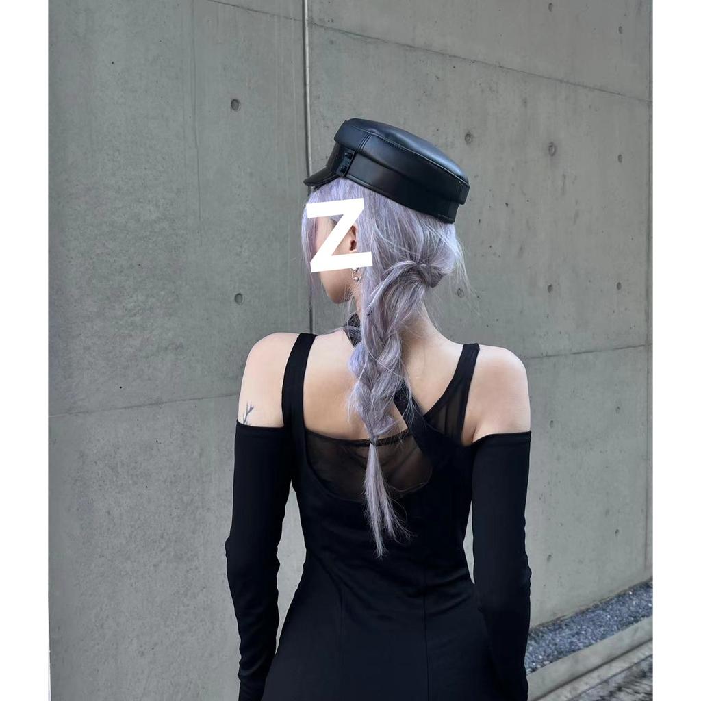 Pure Desire Spice Girl Off-the-shoulder Black Mesh Long-sleeved Dress, Early Autumn New Models Show Tight Figure, Hip-wrapped Short Skirt Women