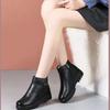 Soft leather women's boots fleece thickened flat bottom middle old mother women's cotton shoes soft leather plush fashion boots women