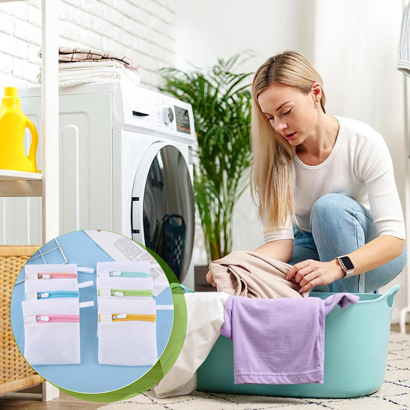 1PC Portable Zipper Laundry Bags for Delicates Breathable Anti Sticking Mesh Washing Pouch for Laundry Machine Underwear Socks Clothing Protection