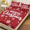 3Pcs Merry Christmas Red Print Coreless Fitted Shee Set Multiple Size Soft Bedcover Bedroom Bedding Decorations Machine Washable