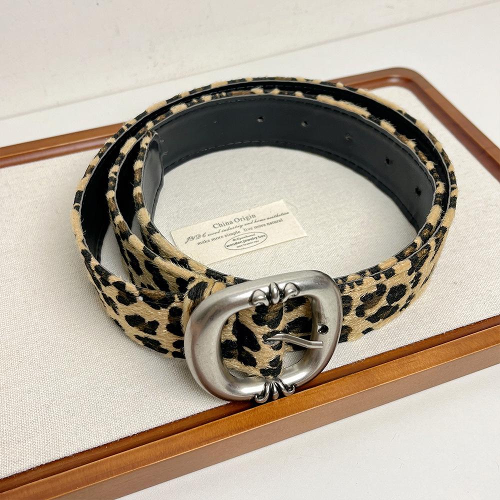 Y2K Punk Leopard Print Leather Belt - Women's Retro Design, Trendy American Hot Girl Style, Versatile Cool Accessory