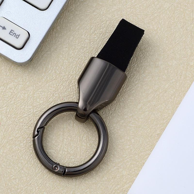 

Персонализированный мужской автомобильный брелок - короткий кожаный брелок с защитой от потери и напечатанным логотипом Top Layer Leather Buckle