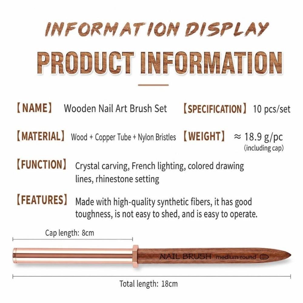 Sandalwood Handle Nail Design Pen Portable Pen Detail Brush New Manicure Pen Nail Salon