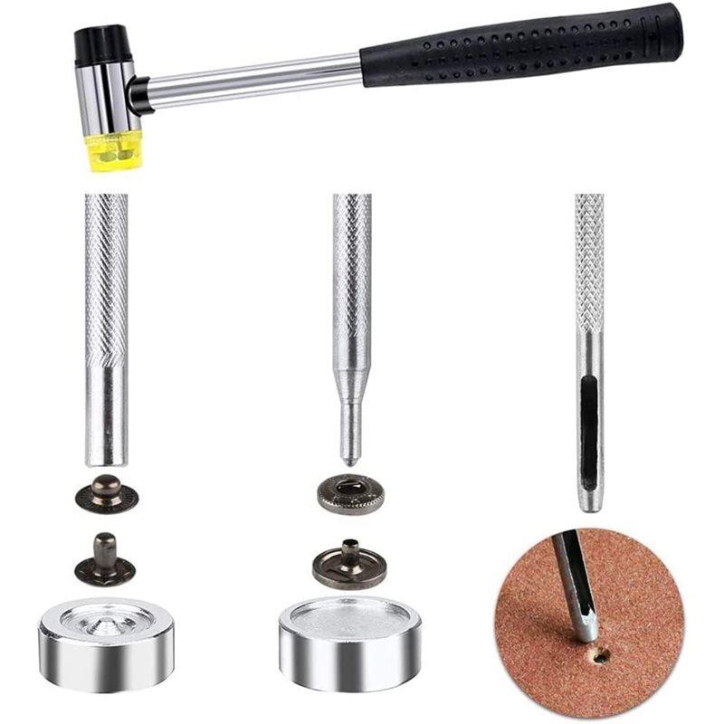 ABGR-Snap Fasteners Kit 120 Set 12Mm 4-Color Metal Press Push Studs With Installation Tools For Leather, Jackets, Jeans& DIY Pro