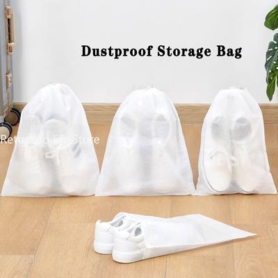 Housses de protection anti-poussière pour chaussures non tissées avec cordon de serrage, Sac de rangement transparent anti-poussière, Pochette pour chaussures de voyage, Sac de protection pour séchage 1 pièce