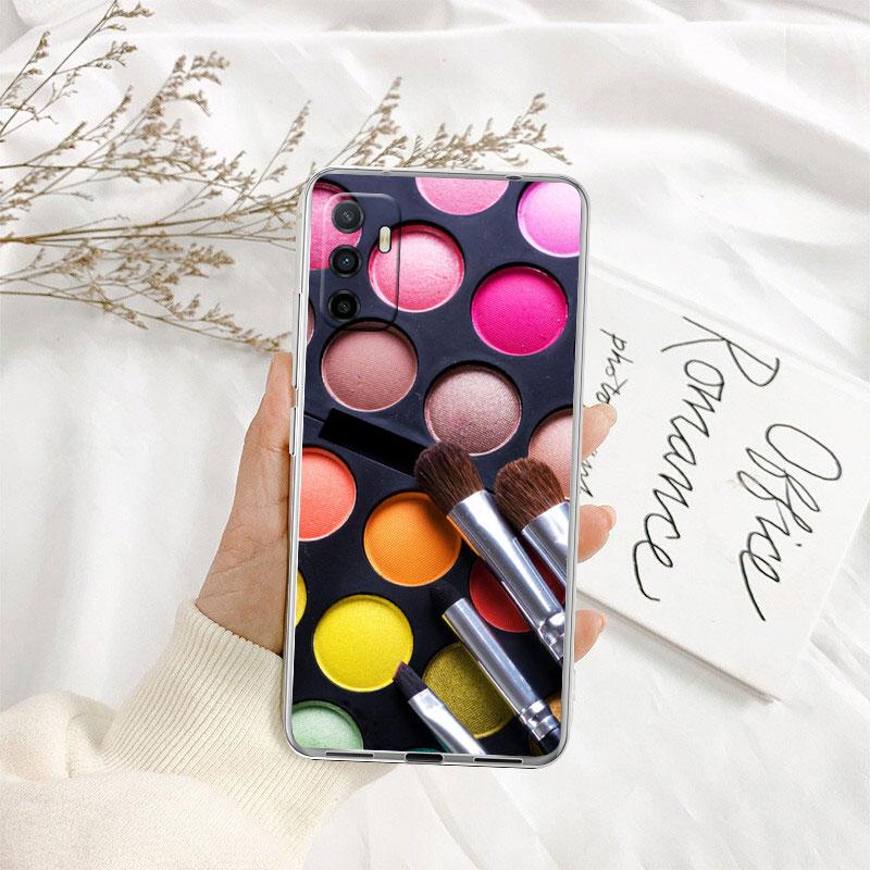 Cosmetics Eyeshadow Palettes Transparent Phone Case for Samsung Galaxy A04 A04S A14 A23 A34 A54 M23 M33 M52 M53