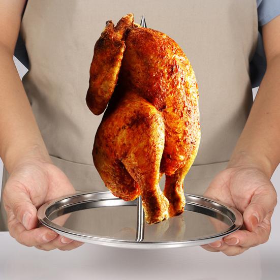 Detachable Skewer Stand Food Grade Stainless Steel Sturdy Construction Vertical Chicken Holder for Outdoor