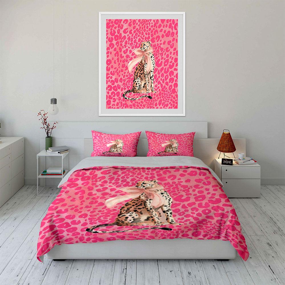 Pink Leopard Print Bedding Set Bedding Duvet Cover Set Duvet Cover Pillowcases (1 * Duvet Cover 2 * Pillowcases, Without Duvet Insert)