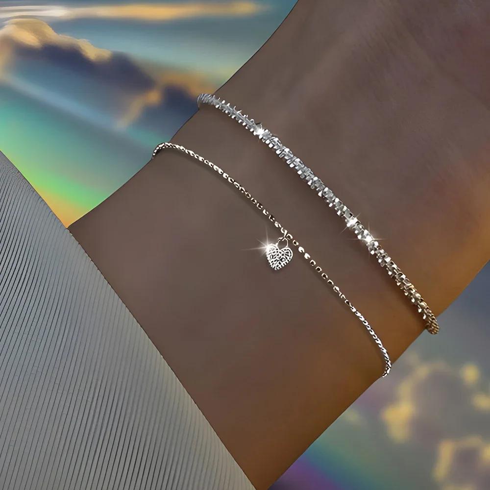 925 Silver Bracelets for Women Korean Designer Double Layered Starry Sky Wedding Jewelry Fashion
