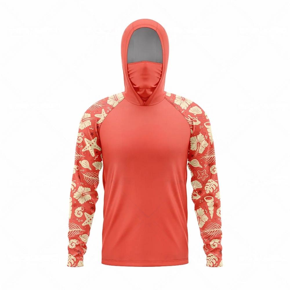 MALFC Roupa de Pesca Masculina Camisa de Pesca com Capuz Camiseta de Pesca de Manga Longa Proteção UV