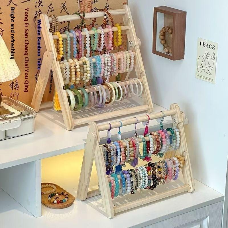 Suporte de Exibição de Rack de Armazenamento de Tiara de Madeira 2 Camadas Uso Doméstico Acessórios de Cabelo Joias Exibidor de Tiara Armazenamento de Joias