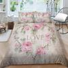 3D Classic Luxury Bedding Full Size Vintage Flower Bedspread Set Microfiber Fabric with Zipper Washable Soft Home Decoration