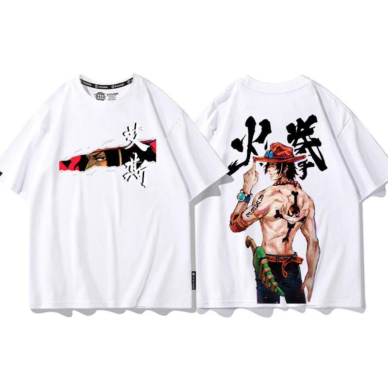 ONE PIECE Tshirt Mens Pure Cotton Casual Round Neck Tshirt Short Sleeve Clothing Summer Sports Casual Short Sleeve Top