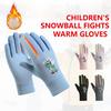 1Pair Kids Winter Gloves Fleece Lined Windproof Little Dinosaur Design Outdoor Snow Play Waterproof Warm