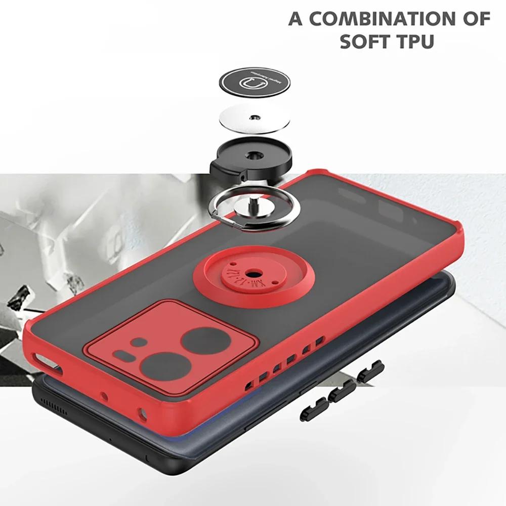 Armor Matte Case For Xiaomi 13T Pro Cover Ring Magnetic Holder Stand Coque Funda