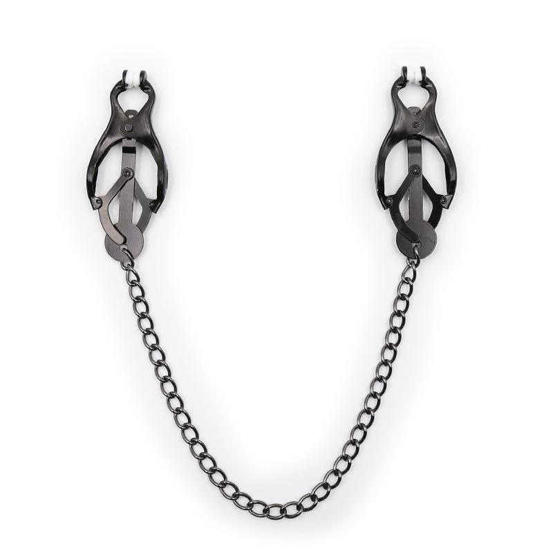 Erotic BDSM Unisex Metal Japanese Clover Style Body Nipple Clamps Brutal Bondage Restraint Dark Chain Sex Toy