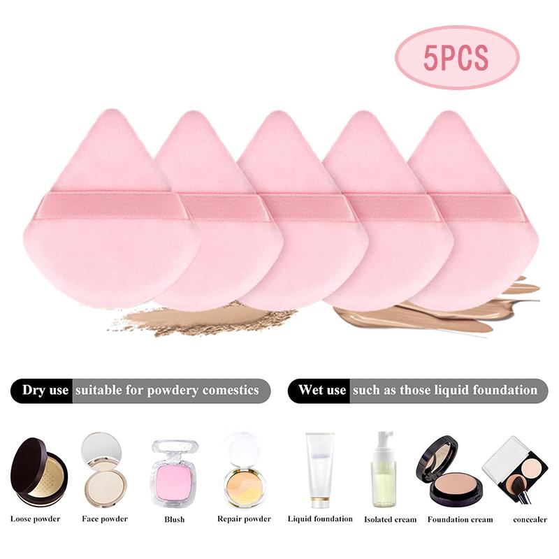 5 Pink Makeup Sponges, Triangle Shape, 20x13cm. For Blending, Latex Free, Value Pack розовый