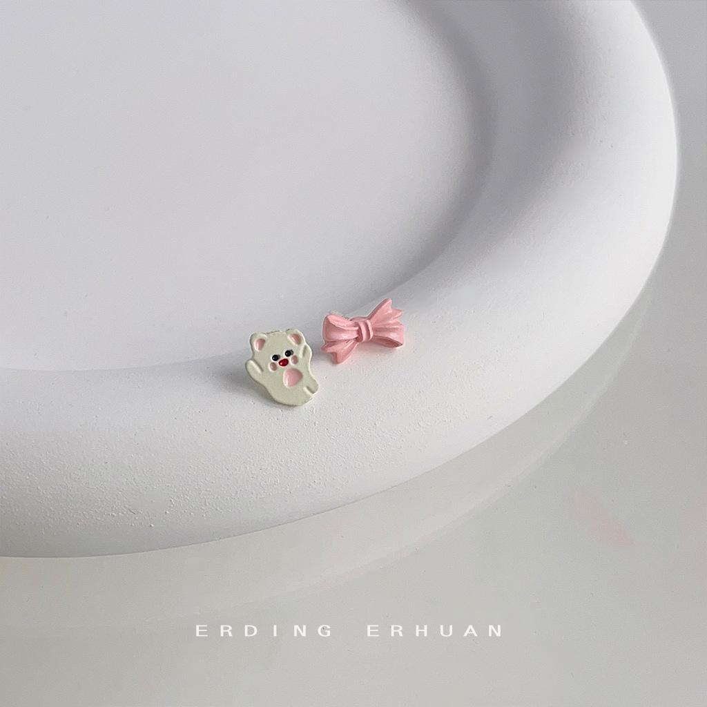 

Милая бабочка, медведь, кролик, мини-серьги, детское омолаживающее девчачье сердце, милые розовые цветы, серьги, женский