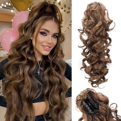 MERISIHAIR sintetinė Claw Clip surišti į uodegą plaukų priauginimai ilgi garbanoti banguoti kuodukai Natūralu moterims kasdieniam dėvėjimui