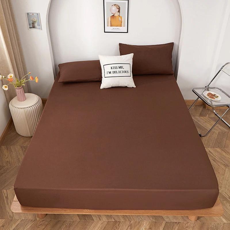 1 Piece of Solid Color Bed Sheet for Bedroom 100%Polyeste Elastic Band Around Bedding Fitted Sheet Only (excluding Pillowcases)