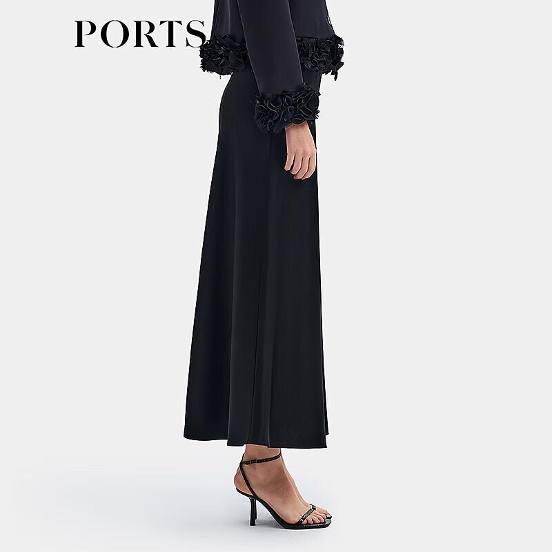 PORTS Women's 2025 Spring/Summer Elegant Luster Midi Skirt