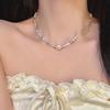 Alloy Imitation Pearl Necklace With Rhinestone Accents Chunky Design Choker Chain Women Festive Holiday Jewelry