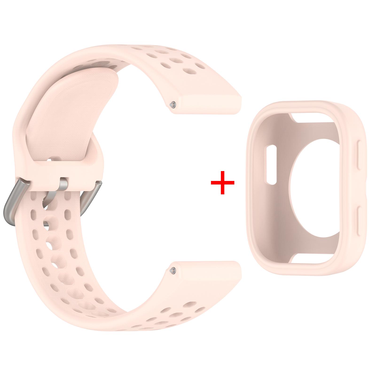 

Оригинальный силиконовый+чехол для Amazfit Bip 6, аксессуары для ремешка, мягкий дышащий ремешок Correa+защитная накладка-бампер для браслета Amazfit Bip6 For Amazfit Bip 6 светло-розовый