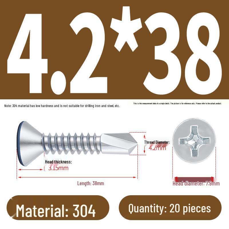 Phillips Flat Head Blue Zinc Plated Stainless Steel Self-Drilling & Self-Tapping Screws M3.9-M5.5