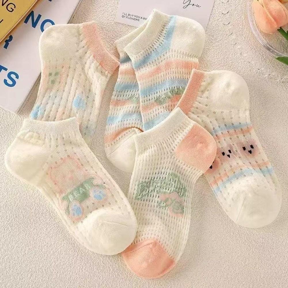 Breathable Women Ankle Socks Ruffle Lace Bow Embroidery Socks New Cotton Short Socks
