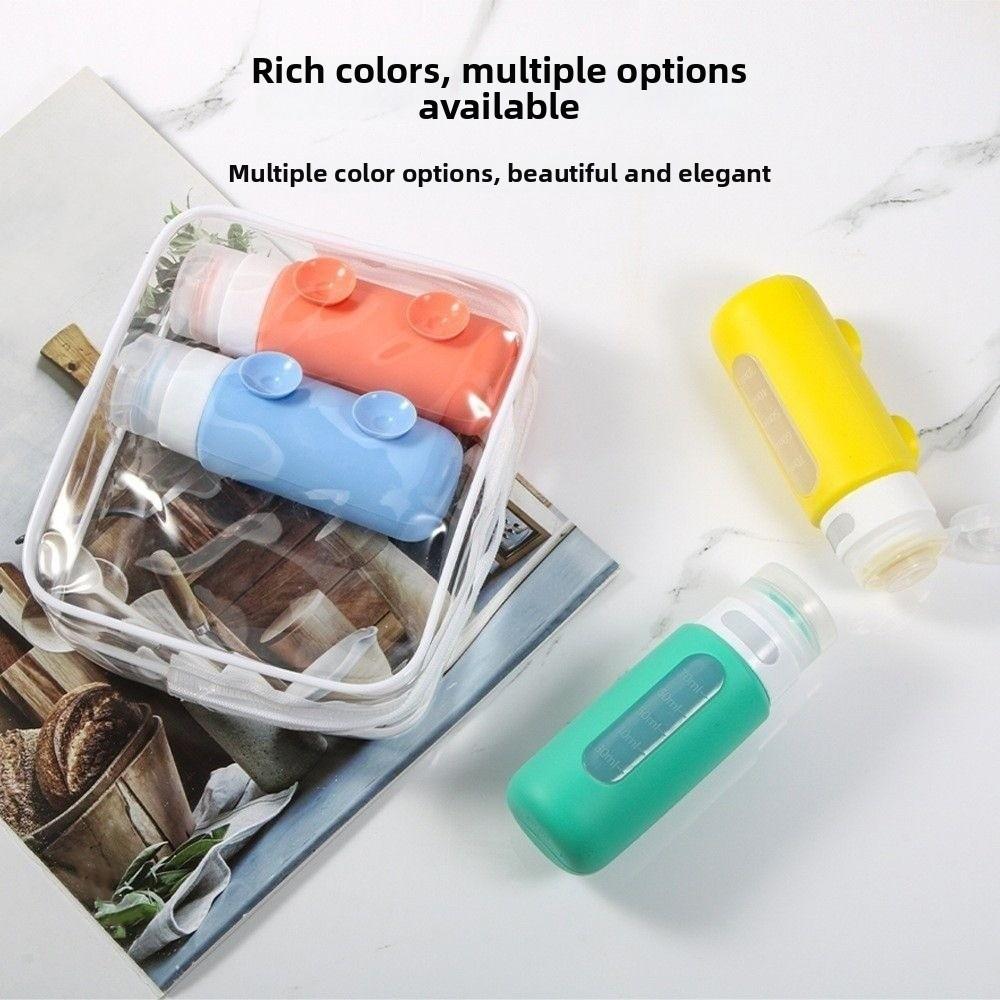 4Pcs/Set Reusable Travel Refillable Bottles Set Silicone Shampoo Container Liquid Dispenser Lotion