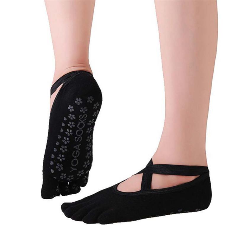 Fashion Solid Color Female Cross Straps Ballet Open Toe Floor Socks Silicone Non-slip Yoga Socks