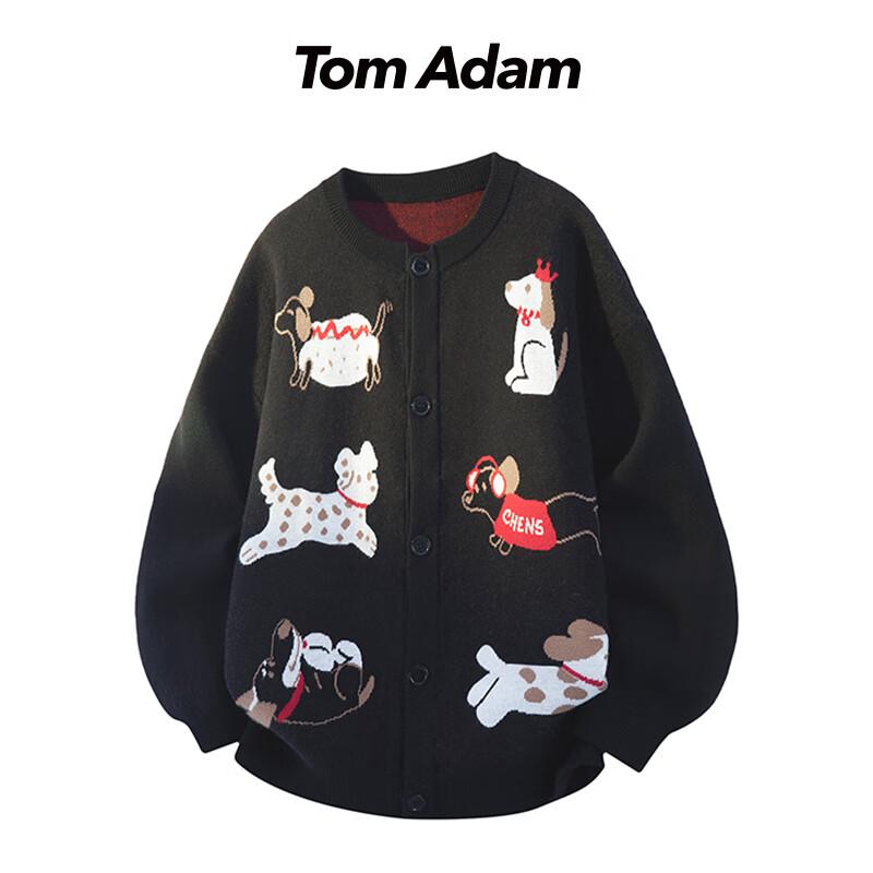 TOM ADAM Kardigan Haftowany w Stylu Retro Cartoon