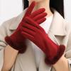 Windproof Suede Gloves Solid Color Cycling Mittens Casual Women Winter Gloves  Girls