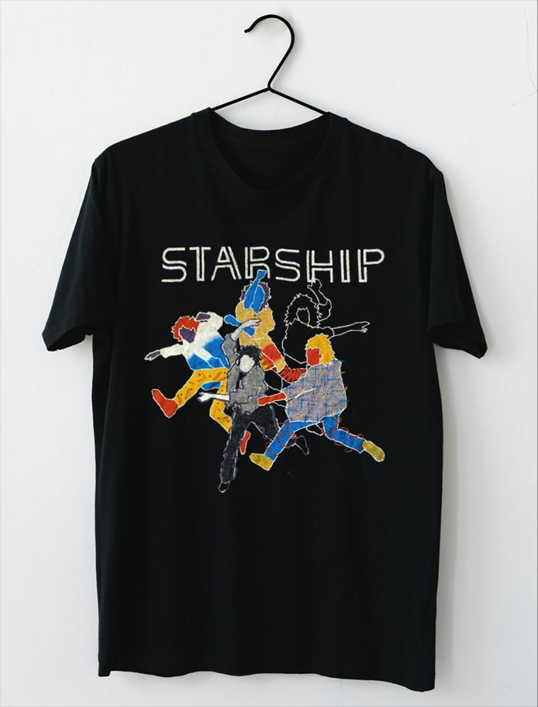 STARSHIP Shirt 1985 Knee Deep in the Hoopla  Black All Size Unisex T-Shirt AL137 Unisex T-Shirt XXXXL
