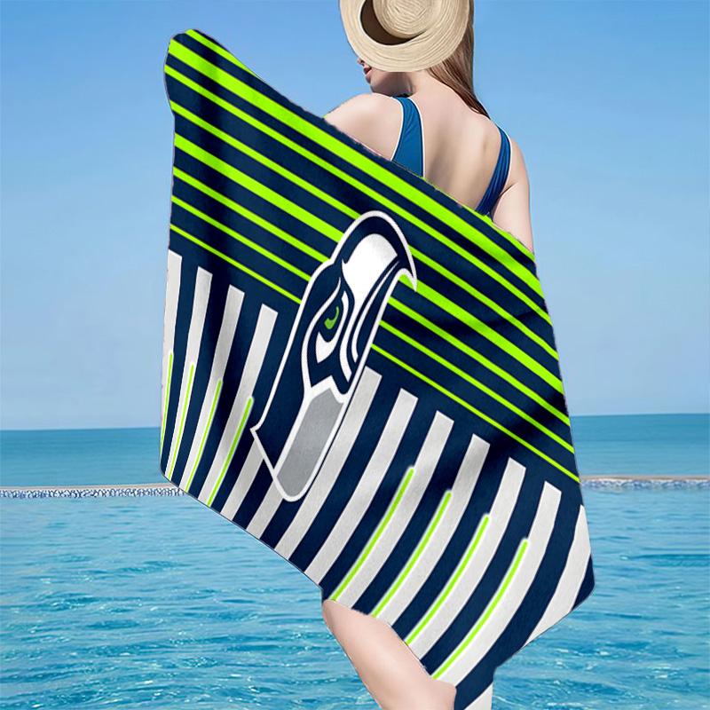 Asciugamano da Spiaggia in Microfibra Logo Seattle Seahawks, Leggero e Asciugatura Rapida, per Viaggi Estivi, Essenziale per la Spiaggia, Piscina