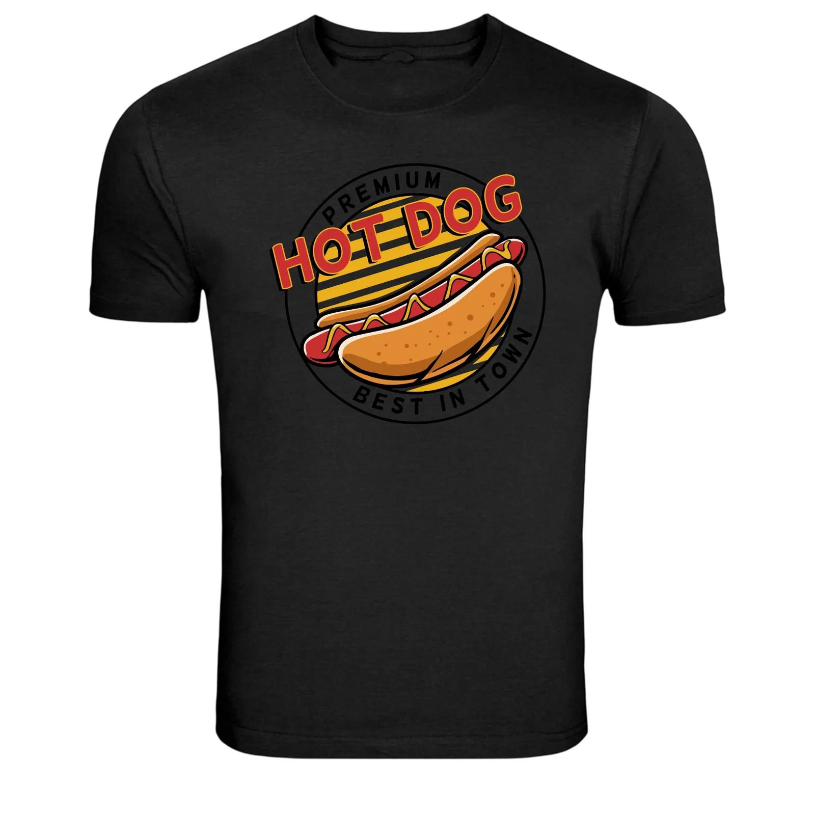 Premium Hot Dog Fast Food Retro Logo Graphic T-Shirt XL