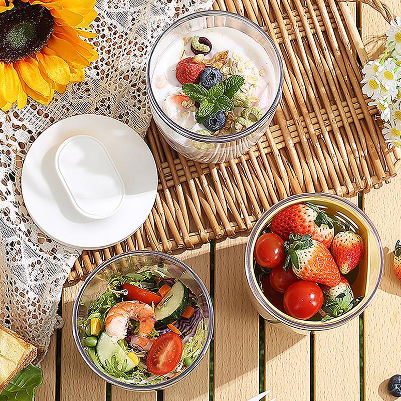 Portable Picnic Box With Fork Household Fruit Cup With Fork Large Capacity Storage Stick Plastic Cup Sealed Leak-Proof Box