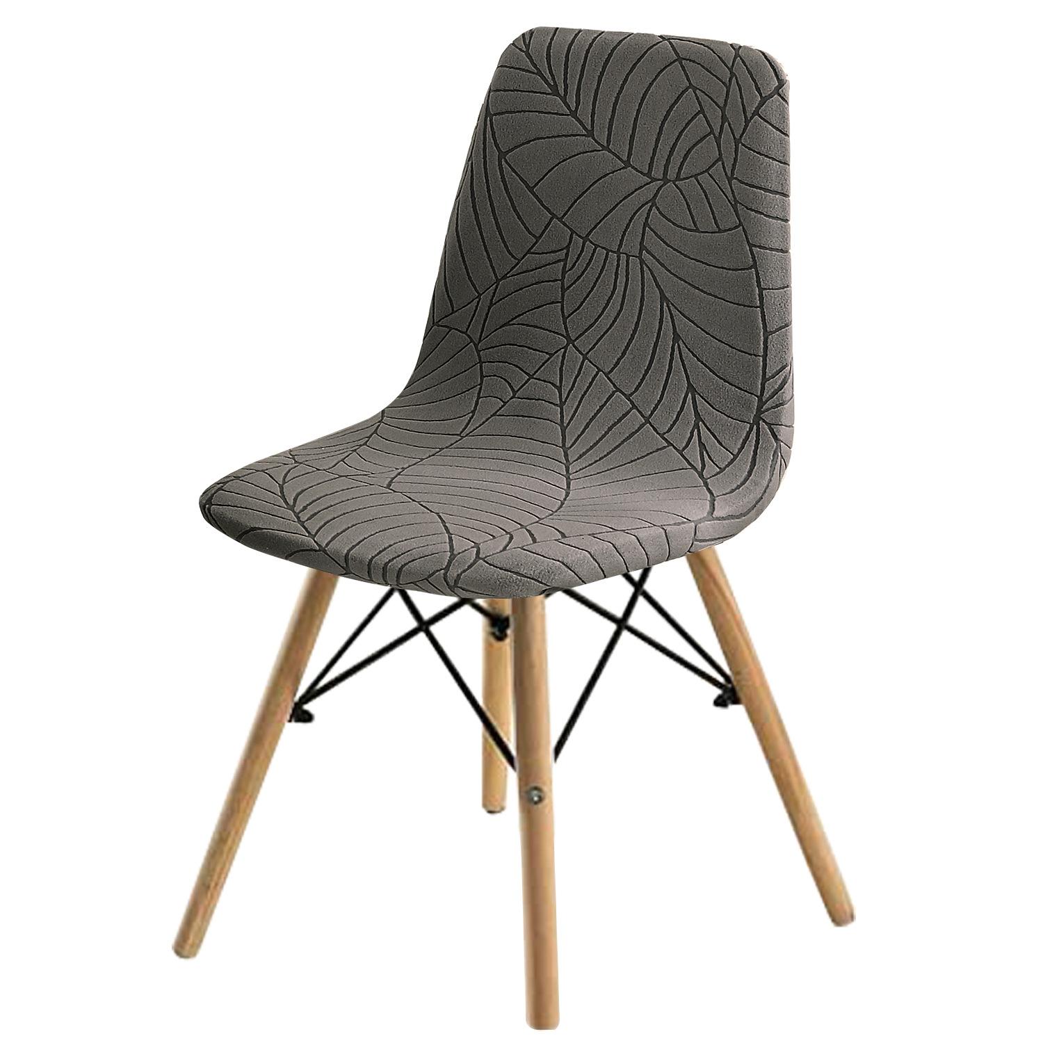 

Leaf Jacquard Eames Stretch Chair Covers Scandinavian Modern Minimalist Dining Table Chair Covers leaves серо-коричневый