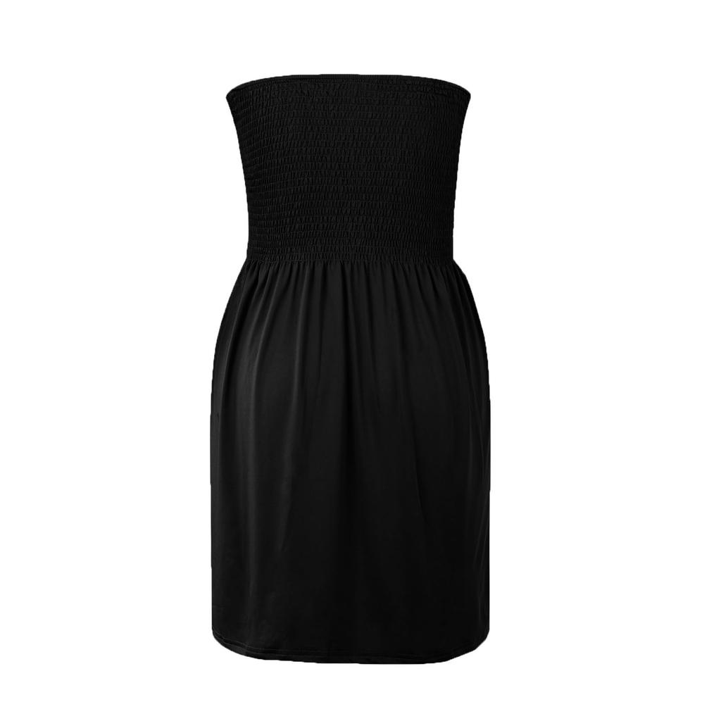 Fashion Women's Sexy Strapless Tube Top Solid Color Sleeveless Short Dress