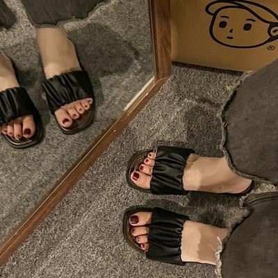Fairy Style Slippers Female Outer Wear New Summer Fashion Versatile Flat-bottomed Open-toed Beach One-word Cool Slippers