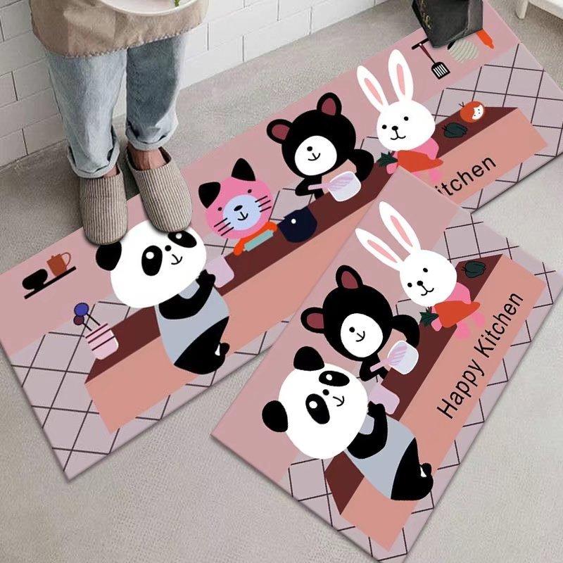 Cute Animal Kitchen Floor Mat - Absorbent & Anti-Slip Long Carpet for Home Entrance
