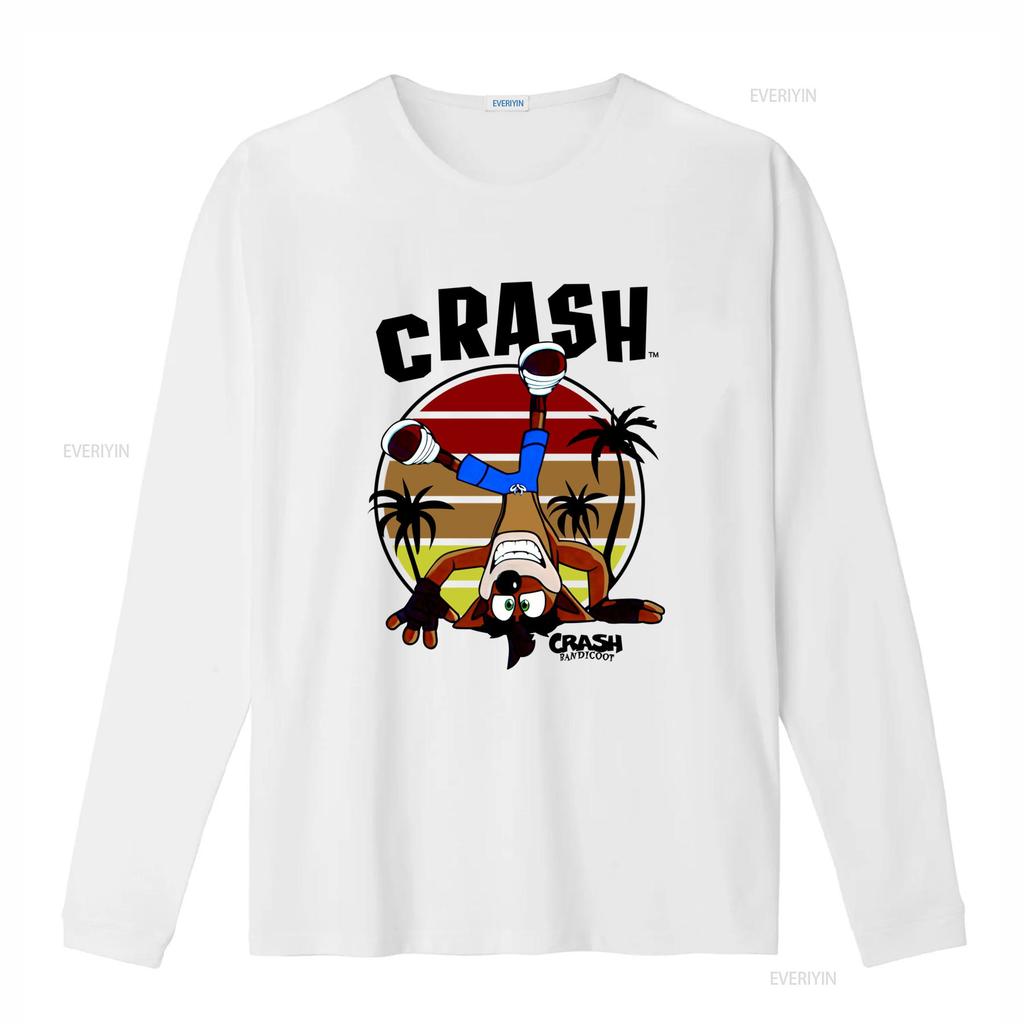 Crash Bandicoot Retro Style Adult T Shirt with Cool Head Stand Design in Circle vintage Washed Casual Comfortable Versatile