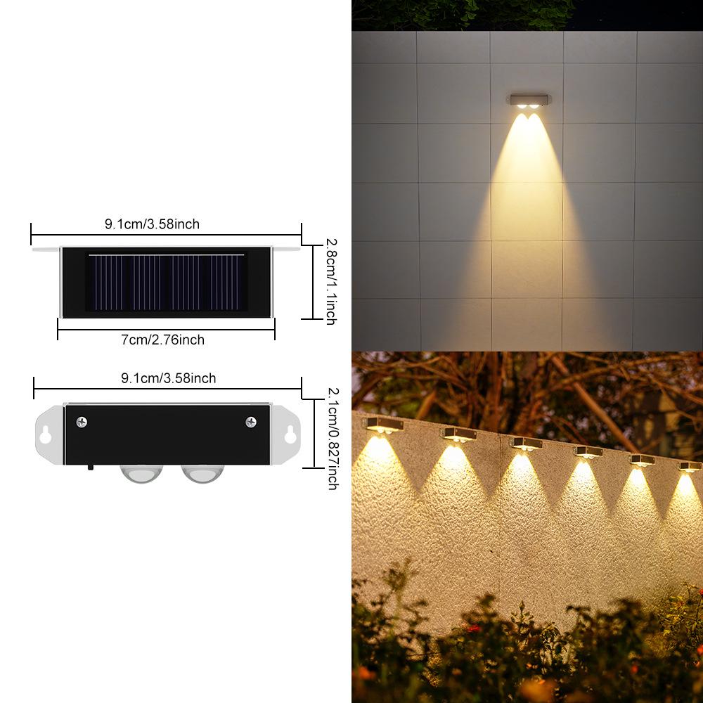 1-4 Lens Brighter Solar Fence Lights Outdoor 4 Pack Wall Light Waterproof Garden Lamp Solar Powered for Outside Pathway Yard